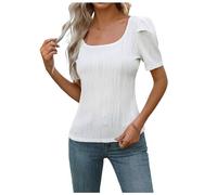 2025 Short Sleeve T-Shirts Women U-Neck Top Women Summer Solid Color Slim Chic Elegant Casual Comfortable Fit Everyday Classics Soft New Temperament Top