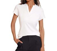 2025 Short Sleeve T-Shirts Women V-Neck Top Women Summer Solid Color Loose Casual Classics Comfortable Fit Simple Top Chic Elegant Everyday Work Tunic