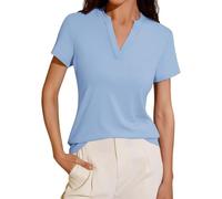 2025 Short Sleeve T-Shirts Women V-Neck Top Women Summer Solid Color Loose Casual Classics Comfortable Fit Simple Top Chic Elegant Everyday Work Tunic