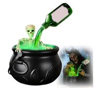 2025 Skeleton Potion Witches Cauldrons,Cauldron Halloween Decor with Magic Floating Potion Bottles and Diffuser,Black Plastic Witches Bowl Hocus Pocus Party Decoration for Spooky Vintage Home Kitchen
