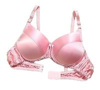 2025 Smooth Satin Silk Bra Double Sided Mulberry Silk Push Up Support Wireless Bras For Women Ladies Daily Bralette(Pink,L)