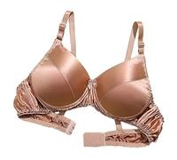 2025 Smooth Satin Silk Bra Double Sided Mulberry Silk Push Up Support Wireless Bras For Women Ladies Daily Bralette(Brown,XXL)