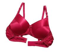 2025 Smooth Satin Silk Bra Double Sided Mulberry Silk Push Up Support Wireless Bras For Women Ladies Daily Bralette(Red,XL)