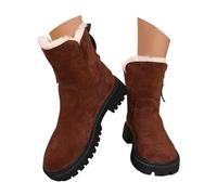 2025 Snow Boots with Warm and Cosy Women's Leather Boots Real Wool Winter for Ultimate Comfort and Warmth Shoes for Doctors (Red, 6)