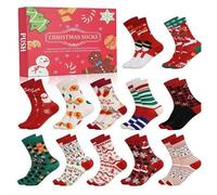 2025 Sock Advent Calendar - 12 Pairs Christmas Cotton Socks, 24-Day Countdown Surprise Gifts for Men & Women, Festive Holiday Stocking Calendar (Style A)