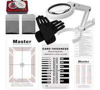 2025 Sports Cards Grading Kit - PSA/BGS Centering Tool with LED Magnifier, Thickness Gauge, 30x Loupe, Latex Gloves & Microfiber Cloths for Card Collectors