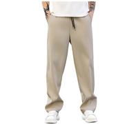 2025 Sports Pants Man Palazzo Pants Elastic Waist Solid Color Straight Casual Loose Comfortable Versatile Streetwear Chic Simple Everyday Autumn Pant