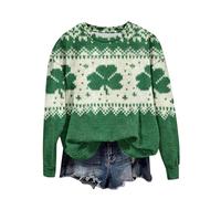 2025 Spring Sale St. Patrick's Day Sweatshirt for Women Long Sleeve Loose Pullover Shamrock Print Blouse Plaid Patchwork Vintage Shirts Crewneck Casual Tee Tops