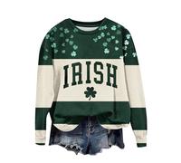 2025 Spring Sale St. Patrick's Day Sweatshirt for Women Long Sleeve Loose Pullover Shamrock Print Blouse Plaid Patchwork Vintage Shirts Crewneck Casual Tee Tops