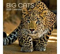 2025 Square Wall Calendar, Big Cats, 16-Month Animals Theme with 180 Reminder Stickers (30 x 30 CM)