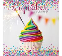 2025 Square Wall Calendar, Cupcakes, 16-Month Food Theme with 180 Reminder Stickers (30 x 30 CM)
