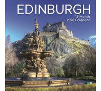 2025 Square Wall Calendar, Edinburgh, 16-Month Scenic Britain Theme with 180 Reminder Stickers (30 x 30 CM)
