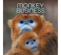 2025 Square Wall Calendar, Monkey Business, 16-Month Animals Theme with 180 Reminder Stickers (30 x 30 CM)
