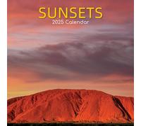 2025 Square Wall Calendar, Sunsets, 16-Month Natural World Theme with 180 Reminder Stickers (30 x 30 CM)