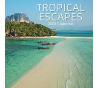 2025 Square Wall Calendar, Tropical Escapes, 16-Month Natural World Theme with 180 Reminder Stickers (30 x 30 CM)