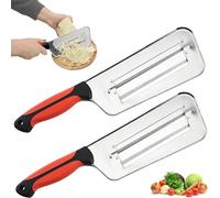 2025 Stainless Steel Shredder Knife, Durable Cabbage Shredder, Multifunctional Julienne Cutter, Dual Blade Layer Slicer for Coleslaw,Salad (Red-B, 2pc)
