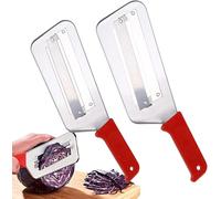 2025 Stainless Steel Shredder Knife, Durable Cabbage Shredder, Multifunctional Julienne Cutter, Dual Blade Layer Slicer for Coleslaw,Salad (Red, 2pc)