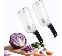 2025 Stainless Steel Shredder Knife, Durable Cabbage Shredder, Multifunctional Julienne Cutter, Dual Blade Layer Slicer for Coleslaw,Salad (Black, 2pc)