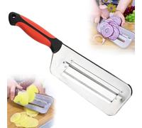 2025 Stainless Steel Shredder Knife, Durable Cabbage Shredder, Multifunctional Julienne Cutter, Dual Blade Layer Slicer for Coleslaw,Salad (Red-B, 1pc)