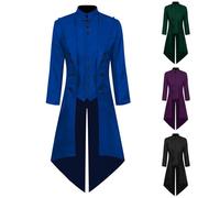 2025 Steampunk Men's Coat - Gothic Jacket Men's Long Fashion Tailcoat Retro Medieval Frock Coat Victorian Court Suit Vest Elegant Tuxedo Pirate Vampire Cosplay Clothing Carnival Halloween