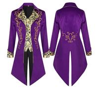 2025 Steampunk Men's Jacket - Gothic Tailcoat Men's Midi Edelmann Gold Coat Embroidery Victorian Court Frock Coat Retro Medieval Tuxedo Elegant Theatre Clothing Vampire Cosplay Carnival Halloween