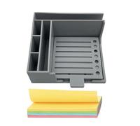2025 Sticky Note Holder with 5 Templates, Reusable Sticky Note Dispenser for 3x3 Inch Notes, Desk Organizer & Post-it Note Stencil for Home, Office, and Study Supplie (Grey, B)