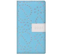 2025 Stylish Blue Glitter Flower Design Slimline Soft Cover Diary Week to View