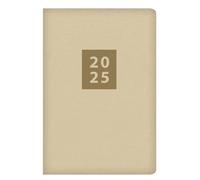 2025 Stylish Cream Textured Fabric Cover Pocket Diary Week to View Planner