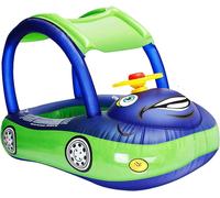 2025 Suitable Baby Inflatable Pool Float with Canopy, Car Shaped Babies Swim Float Boat with Sunshade Safty Seat for Toddler Infant Swim Ring Pool (Bl