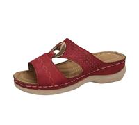 2025 Summer New Large Size Flat Fashion Solid Color Thick Sole Sandals Simply for Sports (Red, 6.5)