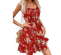 2025 Summer Spring Spaghetti Strap Dress Cocktail Swing A line Floral Cute Mini Sleeveless Sundress for Women