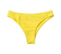 2025 Summer Swimming Trunks Women's Bikini Bottoms Plus Size High Waist Swimming Briefs Beach Shorts Ruched Trousers High Cut Swimming Trunks Full Two Piece Women (M), yellow, L
