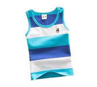2025 - Summer Tank Tops for Boys Rainbow Stripes Sleeveless Shirt Comfortable Stretchy Casual Wear for Kids Aged 3-14 Years Undershirt Boys 146, sky blue, 7-8 Years