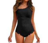 2025 Swimsuit Women's Swimsuits Tummy Control Swimsuit One Shoulder Swimsuit for Women Ribbed Wavy with Cut-Out 1-Piece Slimming Swimsuit with Full Coverage Diving Suit Women, black, M