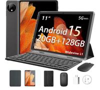 2025 tablet Android 15 11 inch tablet, 20GB RAM 128GB ROM 1TB TF, 1280x800 HD IPS, 8000mAh, 2.4G/5G WiFi BT 5.0, GMS Certified, Octa-Core, 5MP + 8MP Dual Cameras, Keyboard Mouse, Case