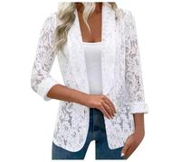 2025 - Tailored Women's Jacket Paired with a Plain Lace Cut-Out Shirt Winter Coat Women M, White, XL