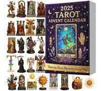 2025 Tarot Advent Calendar, 24 Days Collectible Ornaments Set, Christmas Countdown Calendar with Mystical Figures, Countdown Gift for Adults, Fool, Star, Sun, Tower, Devil (Black-1pcs)