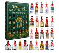 2025 Tequila Advent Calendar - 24 Days of Premium Spirits, Limited Edition Mini Liquor Sampler Countdown (Aged Añejo & Blanco Tequila), Adult Alcohol Gift Set & Christmas Holiday Gifts Box (1pc)