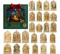 2025 The Story Of Advent Calendar 24 Acrylic Religious Ornaments Christmas Countdown Decor For Home Tree