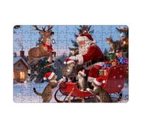2025 This Of Puzzles Lets You Easily Create Heartwarming Family Stories Filled With Happiness And Joy. Join Santa And His Cat As They Deliver Enjoy A Wonderful Eve! (Red, 30x21cm)