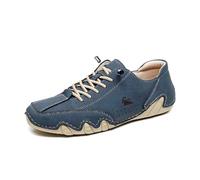 2025 Tick Tock Women's Leather Lace-Up Casual Sneaker - Retro- Walking Shoe with Gum Rubber Outsole, Cushioned Arch Support, Lightweight Low Top Trainer Business Shoes (Blue, 4.5)