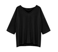 2025 Top Women Summer Tee Shirt Women V Neck 3/4 Sleeve Loose Solid Color Comfortable Chic Elegant Casual Goblet Plus Size Simple Lightweight Soft Classic Outdoor Top
