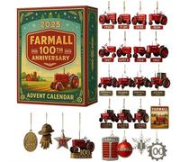 2025 Tractor 100th Anniversary Advent Calendar, 24 Days Christmas Countdown Calendar with 24 Different Tractors Ornaments,Tribute to a Century of Agricultural History,Gifts for Farm Tractor Lovers