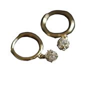 2025 Trendy Silver-Tone Crystal Zircon Gold-Rimmed Geometric Flower Rhinestone Hoop Earrings Classic Party Wedding Gift Jewelry