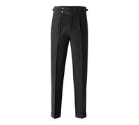 2025 Trousers Mens Slim Fit Small Foot High Waist Business Solid Color Straight Leg Suit Pants (Black, 36)