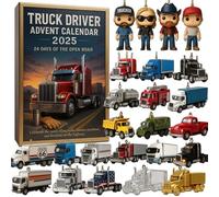 2025 Truck Driver Advent Calendar - 24 Days of the Open Road with Assorted Truck & Trucker Figurine Ornaments, Celebrate Long Hauls, Chrome Machines & Highway Freedom