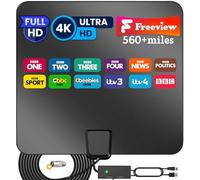 2025 TV Aerial, Indoor TV Antenna with 560+ Miles Strong Signal Booster, Freeview TV Arial for 4K 1080P HD Local Channels