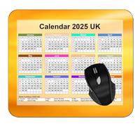 2025 UK Calendar Mouse Pad,Bee Flower Pollination FlyingAnti-Slip Rubber Mousepad with Durable Stitched Edges