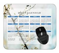 2025 UK Calendar Mouse Pads,Branch Bloom Flowers Gaming Mouse Pad