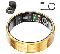 2025 Ultra Thin Smart Ring, Monitors 24/7 Heart Rate, SpO2, Sleep, Body Temperature, etc. Rings for Men and Women, No Subscription Costs, Android iOS (Gold Size 9)